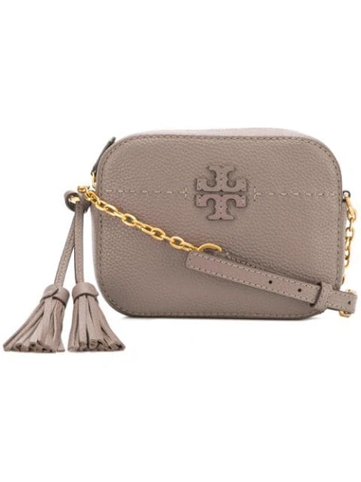 Tory Burch Mcgraw牛皮相机包 In Silver Maple