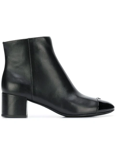 Tory Burch Patent And Smooth Leather Ankle Boots In Black