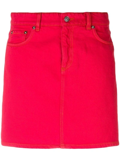 Ganni Denim Skirt In Red