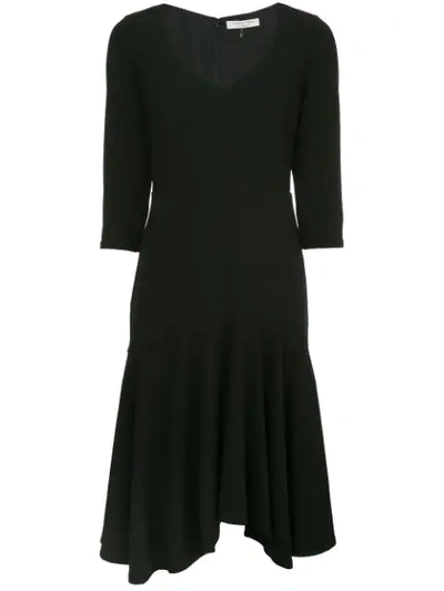 Halston Heritage Pleated Skirt Dress In Black