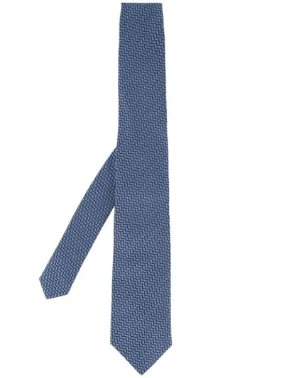 Gieves & Hawkes Geometric Patterned Tie In Blue