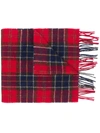 Barbour Tartan-print Fringed-trim Scarf In Red