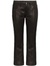 SAINT LAURENT KICK FLARE LEATHER TROUSERS