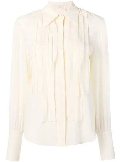 Chloé Pleated Placket Shirt In Neutrals