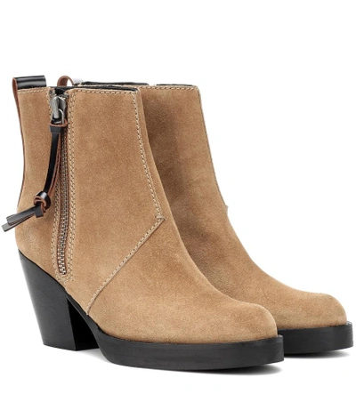 Acne Studios Western-style Suede Ankle Boots In Sand Beige
