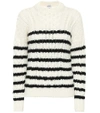 Loewe Striped Cable-knit Wool Sweater In White/black