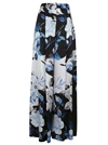 Off-white Pleated Silk Floral Wide-leg Pants In Black All Over