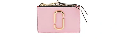 Marc Jacobs Small The Snapshot Zip Leather Card Case In Pink Multi