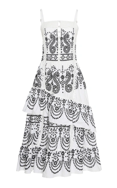 Marissa Webb Adriana Embroidered Dress In Black/white