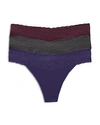 Natori Bliss Perfection Thongs, Set Of 3 In Fid/ Asphalt/ Dark Iris