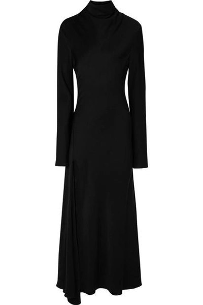 Ellery Suprematism Cutout Draped Satin Maxi Dress In Black