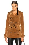 SAINT LAURENT SAINT LAURENT CORDUROY SHORT TRENCH COAT IN NEUTRAL