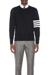 Thom Browne Navy Cashmere Striped Armband Pullover In Blue