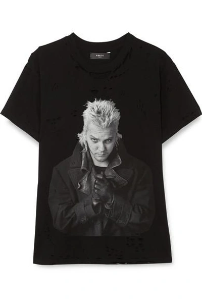 Amiri Lost Boys Distressed Printed Cotton-jersey T-shirt In Black