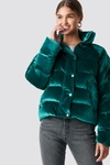 NA-KD Velvet Puffer Green