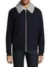 THEORY Soft Melton Wool-Blend & Faux Shearling Bomber,0400098821315