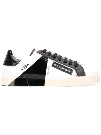 Dolce & Gabbana Dolce And Gabbana Black And White 1984 Portofino Sneakers In White/black