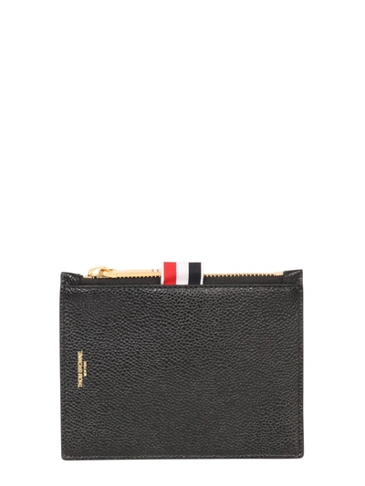 Thom Browne Grained Leather Card Holder In Nero