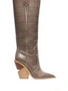 FENDI BROWN AND BLUE CUTWALK CHECK 100 LEATHER BOOTS
