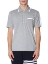 THOM BROWNE COTTON JERSEY POLO SHIRT,10702111