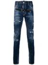 DSQUARED2 DSQUARED2 BELT RIPPED JEANS - BLUE