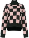 VERSUS VERSUS CHECKERED ROLL-NECK SWEATER - BLACK