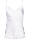 Gold Hawk Lace-panel Spaghetti-strap Top In White