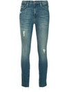 MOTHER MOTHER SKINNY DISTRESSED JEANS - BLUE
