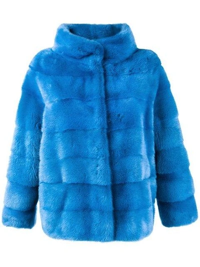 Simonetta Ravizza Gigliola Mink Fur Jacket In Blue
