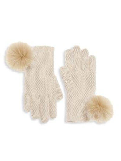 Loro Piana Fox Fur Pom Pom Gloves In Natural
