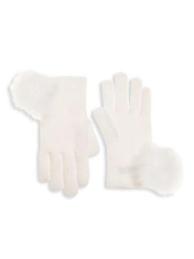 Loro Piana Fox Fur Pom Pom Gloves In White
