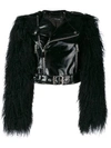 MANOKHI FUR SLEEVED BIKER JACKET