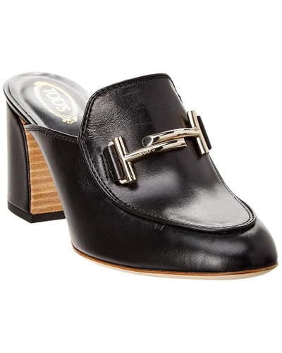 Tod's Women's Leather Mules Clogs Double T In Black