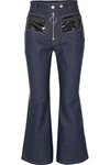 ELLERY PEDESTRIAN CROPPED PVC-TRIMMED FLARED JEANS