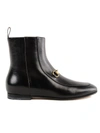 Gucci Jordaan Horsebit-detailed Leather Ankle Boots In Black