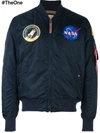 Alpha Industries Nasa Embroidered Bomber Jacket In Blue