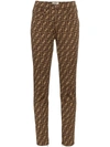 Fendi Ff Motif Print Skinny Trousers In Brown