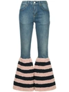 TU ES MON TRESOR TU ES MON TRÉSOR STRIPED FLARED EDGE JEANS - 蓝色