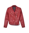 VEDA Jayne Smooth Leather Jacket in Crimson,210000036447