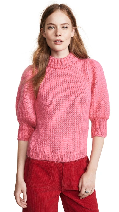 Ganni "julliard"马海毛&羊毛针织毛衣 In Pink