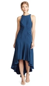 HALSTON HERITAGE Sleeveless High Neck Ruched Gown