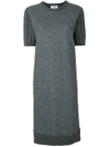 THOM BROWNE THOM BROWNE WOOL FLANNEL CABLE KNIT SWEATER DRESS - GREY