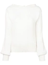 SEMICOUTURE SEMICOUTURE BELL SLEEVE SWEATER - WHITE
