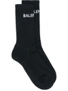 Balenciaga Logo Cotton Blend Tennis Socks In Black
