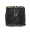 BALMAIN LEATHER EMBELLISHED MINISKIRT,P00328055