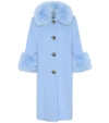 SAKS POTTS Yvonne fur-trimmed wool coat,P00335839