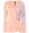 Sies Marjan Bari Draped Satin And Tulle Blouse In Pink