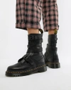 DR. MARTENS' BEVAN BLACK LEATHER STRAPPY CHUNKY FLAT ANKLE BOOTS - BLACK,23693001