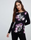 TED BAKER B BY TED BAKER SUNLIT FLORAL JERSEY LONG SLEEVE PAJAMA TOP - BLACK,3754