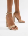 STEVE MADDEN CARSON LEATHER BLUSH PINK HEELED SANDALS - PINK,CARSON (09012)